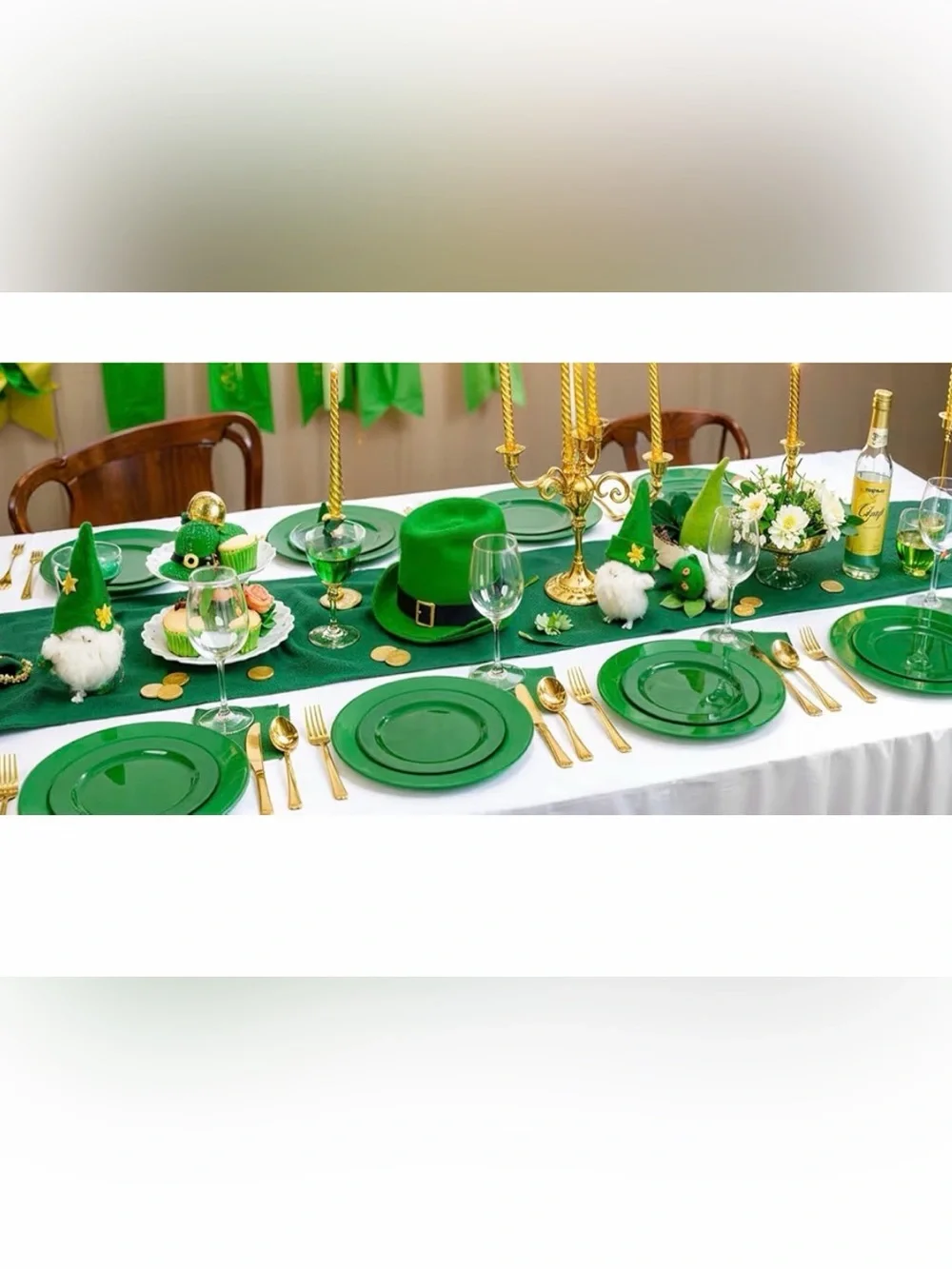 60PCS Green Plates & St. Patrick's Day Plates-Heavy Duty Dark Green For Party
